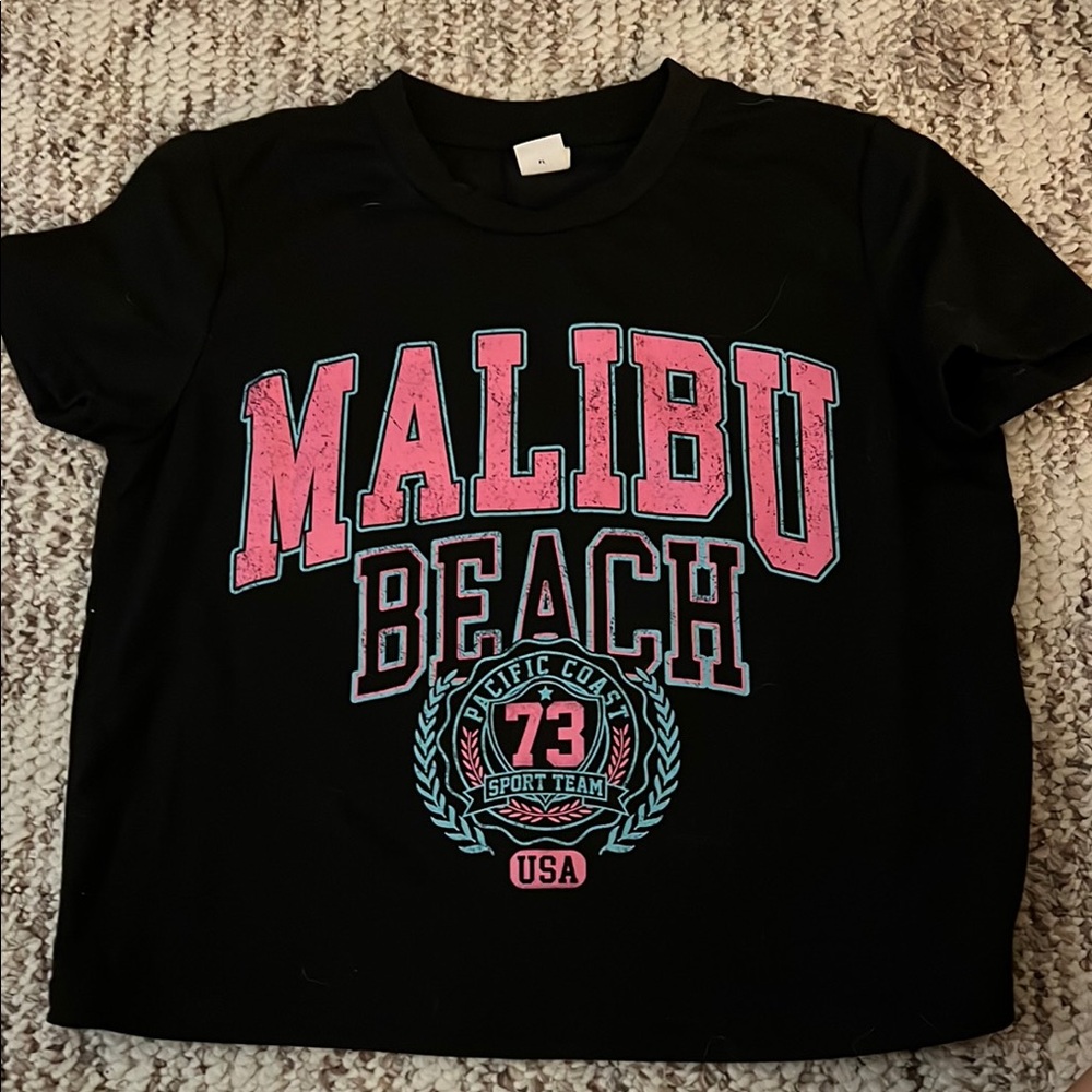 SHEIN Black and Pink Short Sleeve Tee